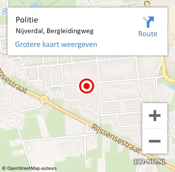Locatie op kaart van de 112 melding: Politie Nijverdal, Bergleidingweg op 30 mei 2024 15:28
