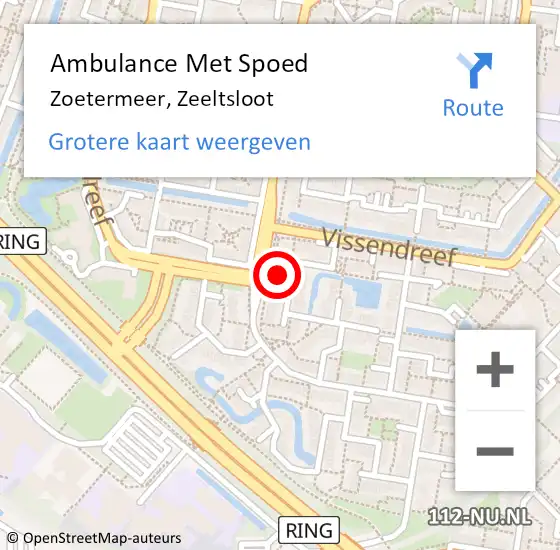 Locatie op kaart van de 112 melding: Ambulance Met Spoed Naar Zoetermeer, Zeeltsloot op 30 mei 2024 15:29