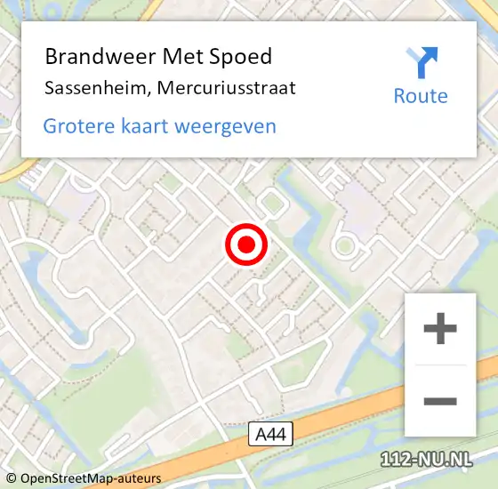 Locatie op kaart van de 112 melding: Brandweer Met Spoed Naar Sassenheim, Mercuriusstraat op 30 mei 2024 15:39