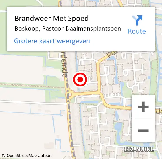 Locatie op kaart van de 112 melding: Brandweer Met Spoed Naar Boskoop, Pastoor Daalmansplantsoen op 30 mei 2024 16:00