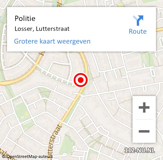 Locatie op kaart van de 112 melding: Politie Losser, Lutterstraat op 30 mei 2024 16:02