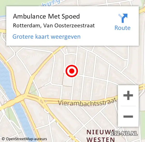 Locatie op kaart van de 112 melding: Ambulance Met Spoed Naar Rotterdam, Van Oosterzeestraat op 30 mei 2024 16:05