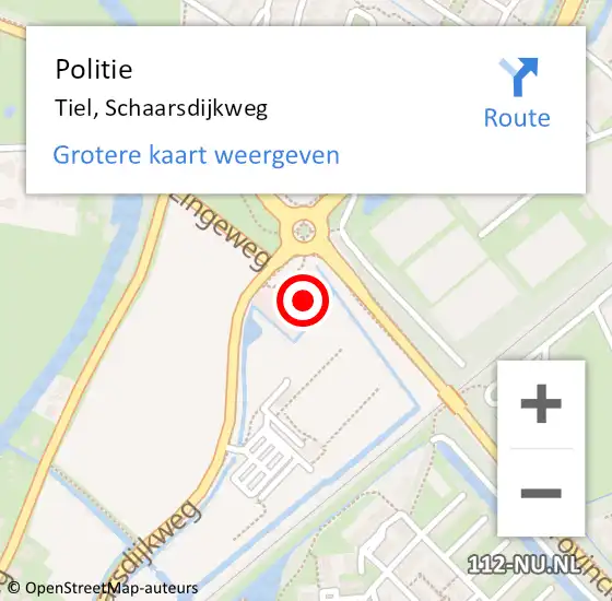 Locatie op kaart van de 112 melding: Politie Tiel, Schaarsdijkweg op 30 mei 2024 16:19