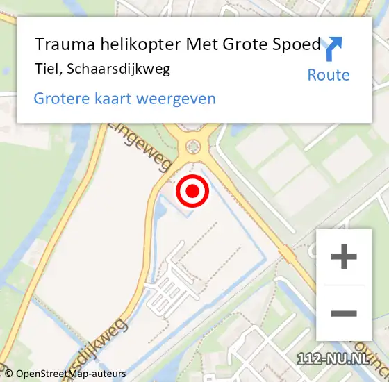 Locatie op kaart van de 112 melding: Trauma helikopter Met Grote Spoed Naar Tiel, Schaarsdijkweg op 30 mei 2024 16:21