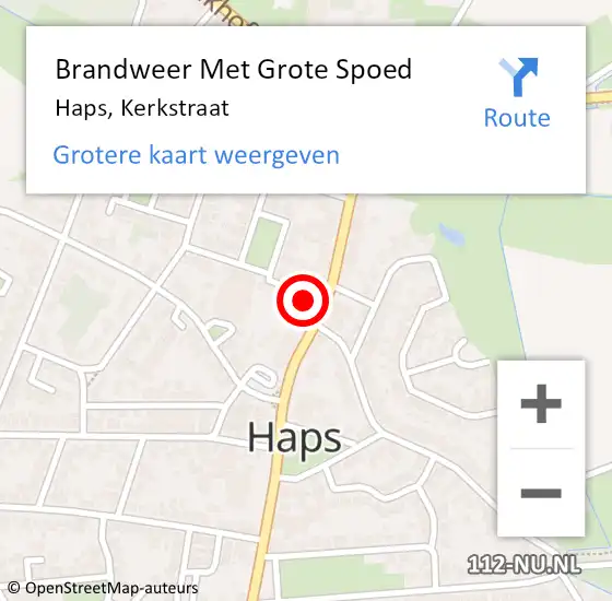 Locatie op kaart van de 112 melding: Brandweer Met Grote Spoed Naar Haps, Kerkstraat op 30 mei 2024 16:32