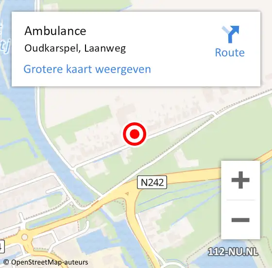 Locatie op kaart van de 112 melding: Ambulance Oudkarspel, Laanweg op 30 mei 2024 16:35