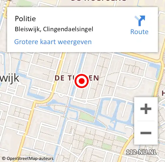 Locatie op kaart van de 112 melding: Politie Bleiswijk, Clingendaelsingel op 30 mei 2024 16:38