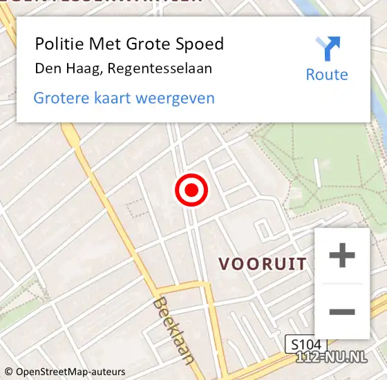 Locatie op kaart van de 112 melding: Politie Met Grote Spoed Naar Den Haag, Regentesselaan op 30 mei 2024 16:44