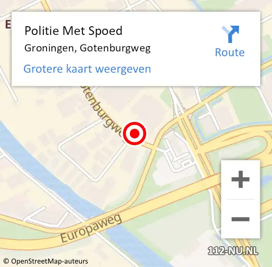 Locatie op kaart van de 112 melding: Politie Met Spoed Naar Groningen, Gotenburgweg op 30 mei 2024 17:04