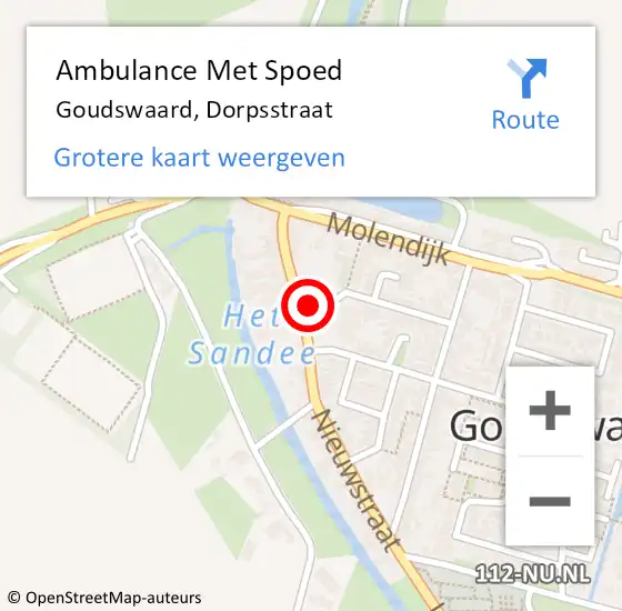 Locatie op kaart van de 112 melding: Ambulance Met Spoed Naar Goudswaard, Dorpsstraat op 30 mei 2024 17:20