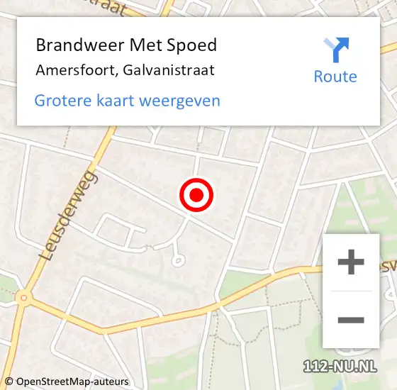 Locatie op kaart van de 112 melding: Brandweer Met Spoed Naar Amersfoort, Galvanistraat op 30 mei 2024 17:28