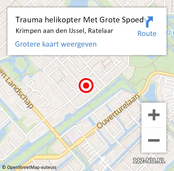 Locatie op kaart van de 112 melding: Trauma helikopter Met Grote Spoed Naar Krimpen aan den IJssel, Ratelaar op 30 mei 2024 17:40