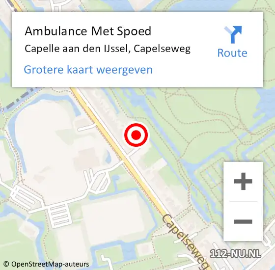 Locatie op kaart van de 112 melding: Ambulance Met Spoed Naar Capelle aan den IJssel, Capelseweg op 30 mei 2024 17:46