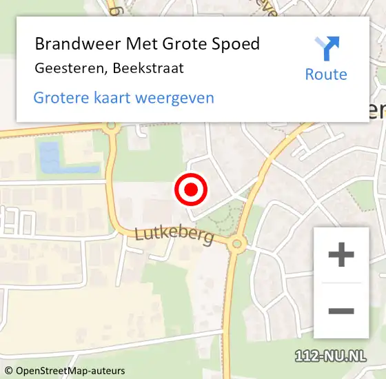 Locatie op kaart van de 112 melding: Brandweer Met Grote Spoed Naar Geesteren, Beekstraat op 30 mei 2024 18:30