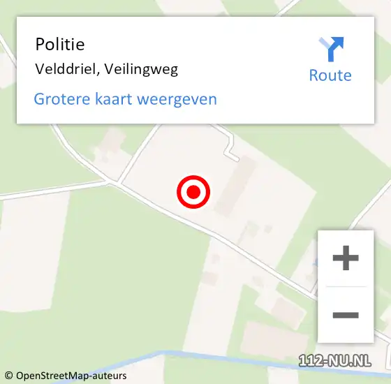 Locatie op kaart van de 112 melding: Politie Velddriel, Veilingweg op 30 mei 2024 18:34