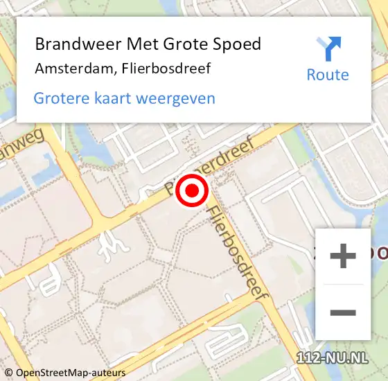 Locatie op kaart van de 112 melding: Brandweer Met Grote Spoed Naar Amsterdam, Flierbosdreef op 30 mei 2024 18:36