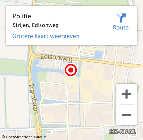 Locatie op kaart van de 112 melding: Politie Strijen, Edisonweg op 30 mei 2024 18:40