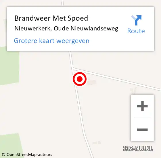 Locatie op kaart van de 112 melding: Brandweer Met Spoed Naar Nieuwerkerk, Oude Nieuwlandseweg op 30 mei 2024 18:59