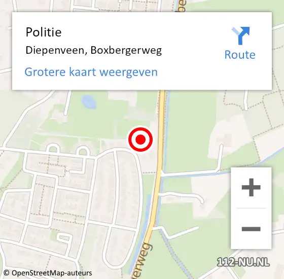 Locatie op kaart van de 112 melding: Politie Diepenveen, Boxbergerweg op 30 mei 2024 19:00