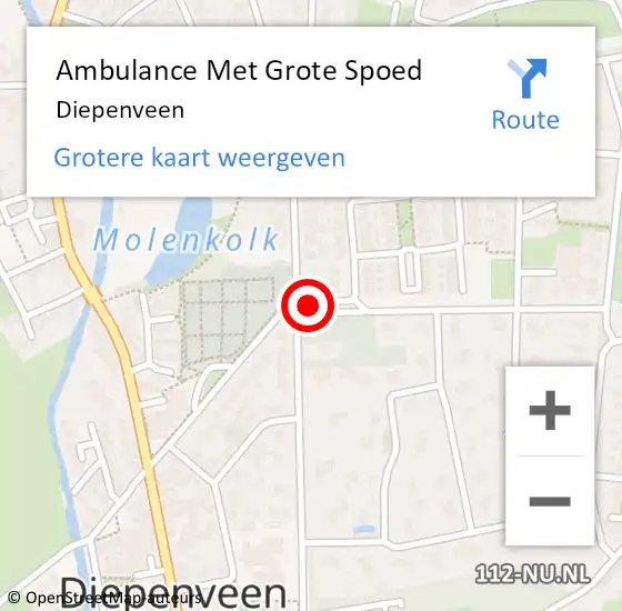 Locatie op kaart van de 112 melding: Ambulance Met Grote Spoed Naar Diepenveen op 30 mei 2024 19:00