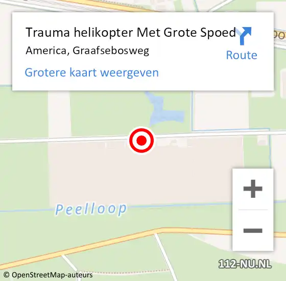 Locatie op kaart van de 112 melding: Trauma helikopter Met Grote Spoed Naar America, Graafsebosweg op 30 mei 2024 19:01