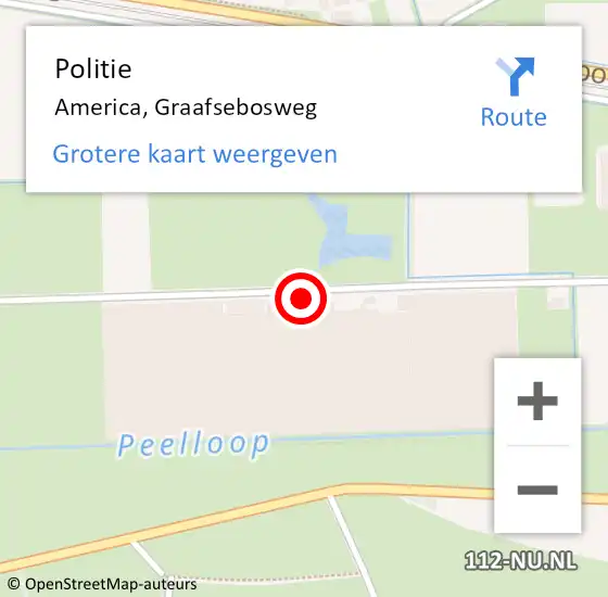 Locatie op kaart van de 112 melding: Politie America, Graafsebosweg op 30 mei 2024 19:02