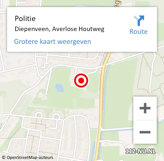 Locatie op kaart van de 112 melding: Politie Diepenveen, Averlose Houtweg op 30 mei 2024 19:03