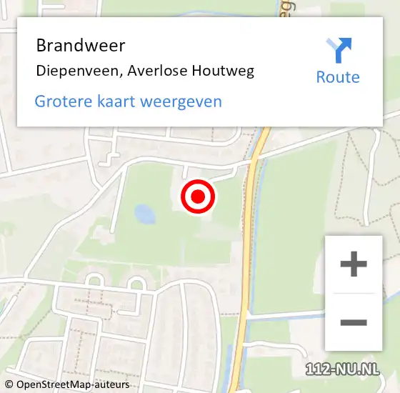 Locatie op kaart van de 112 melding: Brandweer Diepenveen, Averlose Houtweg op 30 mei 2024 19:04