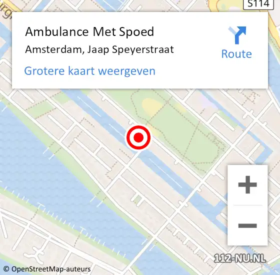 Locatie op kaart van de 112 melding: Ambulance Met Spoed Naar Amsterdam, Jaap Speyerstraat op 30 mei 2024 19:07