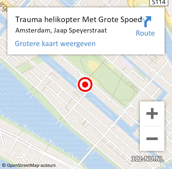 Locatie op kaart van de 112 melding: Trauma helikopter Met Grote Spoed Naar Amsterdam, Jaap Speyerstraat op 30 mei 2024 19:12