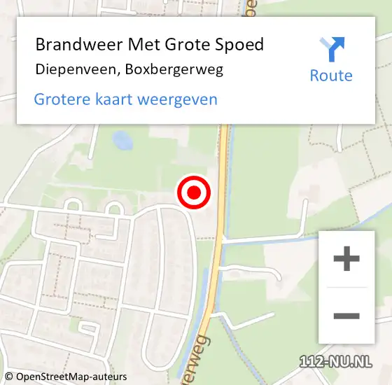 Locatie op kaart van de 112 melding: Brandweer Met Grote Spoed Naar Diepenveen, Boxbergerweg op 30 mei 2024 19:22