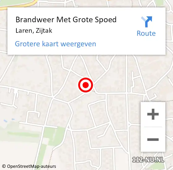 Locatie op kaart van de 112 melding: Brandweer Met Grote Spoed Naar Laren, Zijtak op 30 mei 2024 19:24