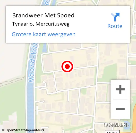 Locatie op kaart van de 112 melding: Brandweer Met Spoed Naar Tynaarlo, Mercuriusweg op 30 mei 2024 19:29