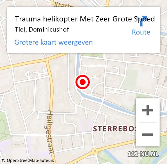 Locatie op kaart van de 112 melding: Trauma helikopter Met Zeer Grote Spoed Naar Tiel, Dominicushof op 30 mei 2024 19:34