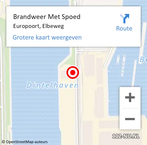 Locatie op kaart van de 112 melding: Brandweer Met Spoed Naar Europoort, Elbeweg op 30 mei 2024 19:34