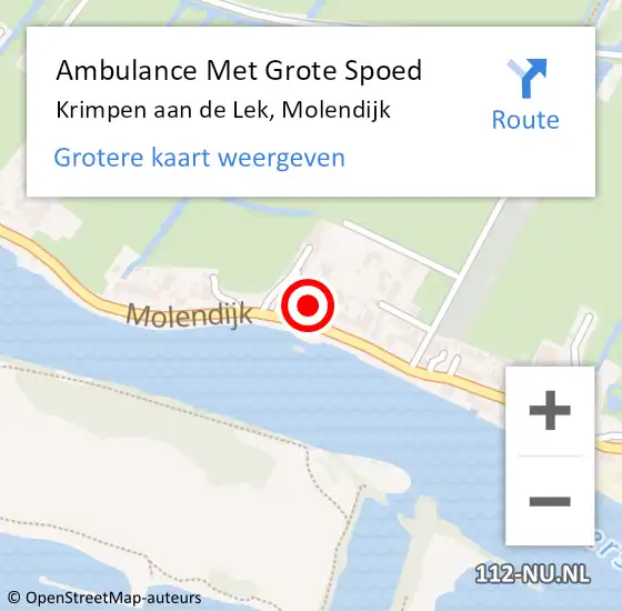 Locatie op kaart van de 112 melding: Ambulance Met Grote Spoed Naar Krimpen aan de Lek, Molendijk op 30 mei 2024 19:35