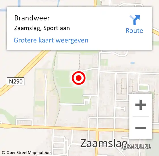 Locatie op kaart van de 112 melding: Brandweer Zaamslag, Sportlaan op 30 mei 2024 19:40