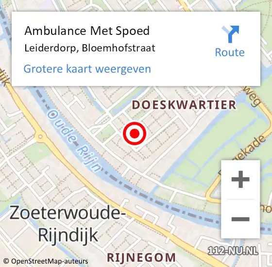 Locatie op kaart van de 112 melding: Ambulance Met Spoed Naar Leiderdorp, Bloemhofstraat op 30 mei 2024 20:06