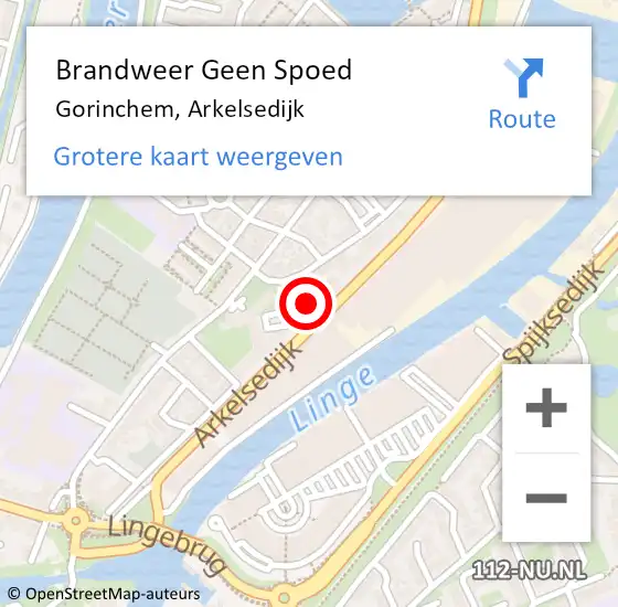 Locatie op kaart van de 112 melding: Brandweer Geen Spoed Naar Gorinchem, Arkelsedijk op 30 mei 2024 20:13