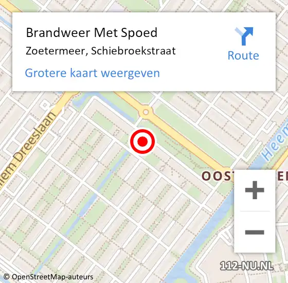 Locatie op kaart van de 112 melding: Brandweer Met Spoed Naar Zoetermeer, Schiebroekstraat op 30 mei 2024 20:52