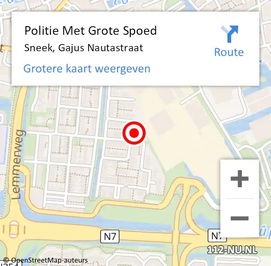 Locatie op kaart van de 112 melding: Politie Met Grote Spoed Naar Sneek, Gajus Nautastraat op 30 mei 2024 21:02