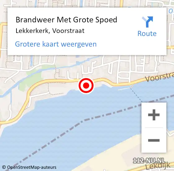 Locatie op kaart van de 112 melding: Brandweer Met Grote Spoed Naar Lekkerkerk, Voorstraat op 30 mei 2024 21:06