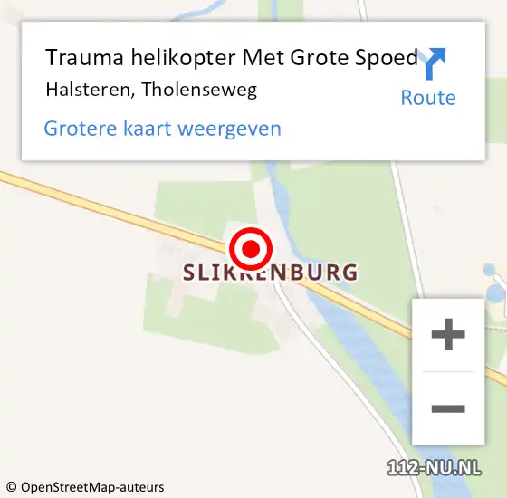 Locatie op kaart van de 112 melding: Trauma helikopter Met Grote Spoed Naar Halsteren, Tholenseweg op 30 mei 2024 21:14