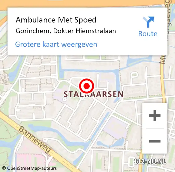 Locatie op kaart van de 112 melding: Ambulance Met Spoed Naar Gorinchem, Dokter Hiemstralaan op 30 mei 2024 21:29