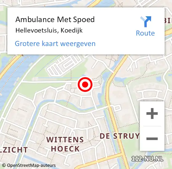 Locatie op kaart van de 112 melding: Ambulance Met Spoed Naar Hellevoetsluis, Koedijk op 30 mei 2024 21:33