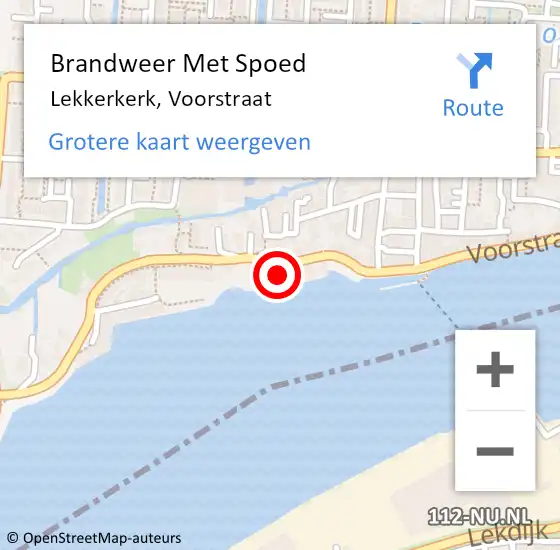 Locatie op kaart van de 112 melding: Brandweer Met Spoed Naar Lekkerkerk, Voorstraat op 30 mei 2024 21:38