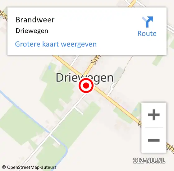 Locatie op kaart van de 112 melding: Brandweer Driewegen op 30 mei 2024 21:44