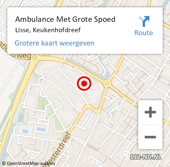 Locatie op kaart van de 112 melding: Ambulance Met Grote Spoed Naar Lisse, Keukenhofdreef op 30 mei 2024 21:52