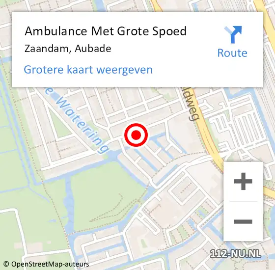 Locatie op kaart van de 112 melding: Ambulance Met Grote Spoed Naar Zaandam, Aubade op 30 mei 2024 22:07