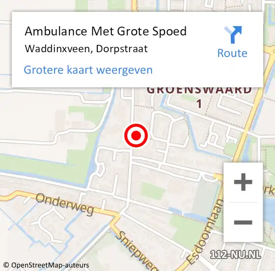 Locatie op kaart van de 112 melding: Ambulance Met Grote Spoed Naar Waddinxveen, Dorpstraat op 30 mei 2024 22:28